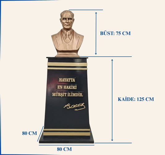KT 125 Açılı Kaideli Atatürk Büstü (200 cm) - Bronz