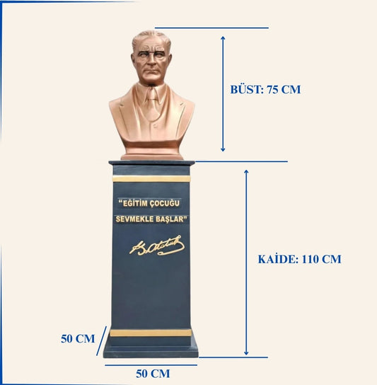 KT 110 Dikdörtgen Model Kaideli Atatürk Büstü (170 cm)
