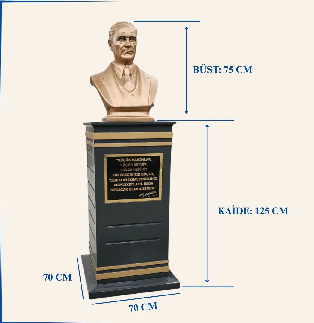 KT 125 Kuşaklı Dikdörtgen Model Kaideli Atatürk Büstü (200 cm)