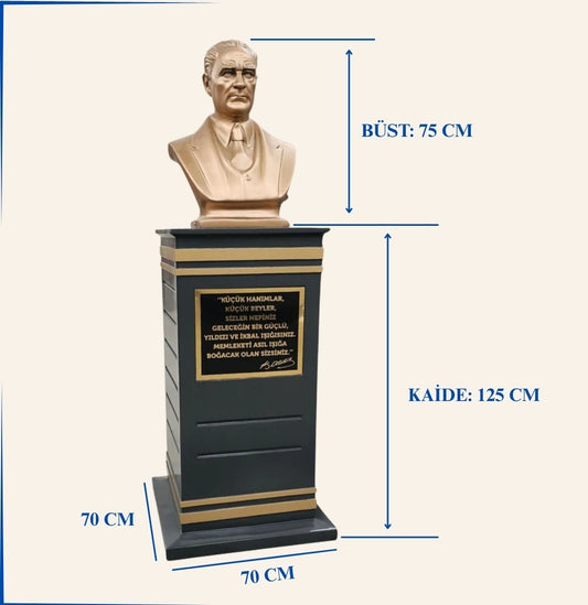KT 125 Kuşaklı Dikdörtgen Model Kaideli Atatürk Büstü (200 cm)