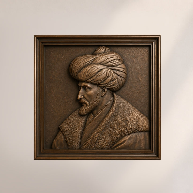 Fatih Sultan Mehmed Han Kabartma Rölyef – 80x80 cm