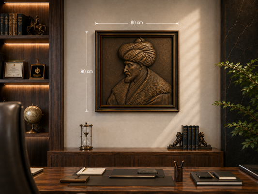 Fatih Sultan Mehmed Han Kabartma Rölyef – 80x80 cm